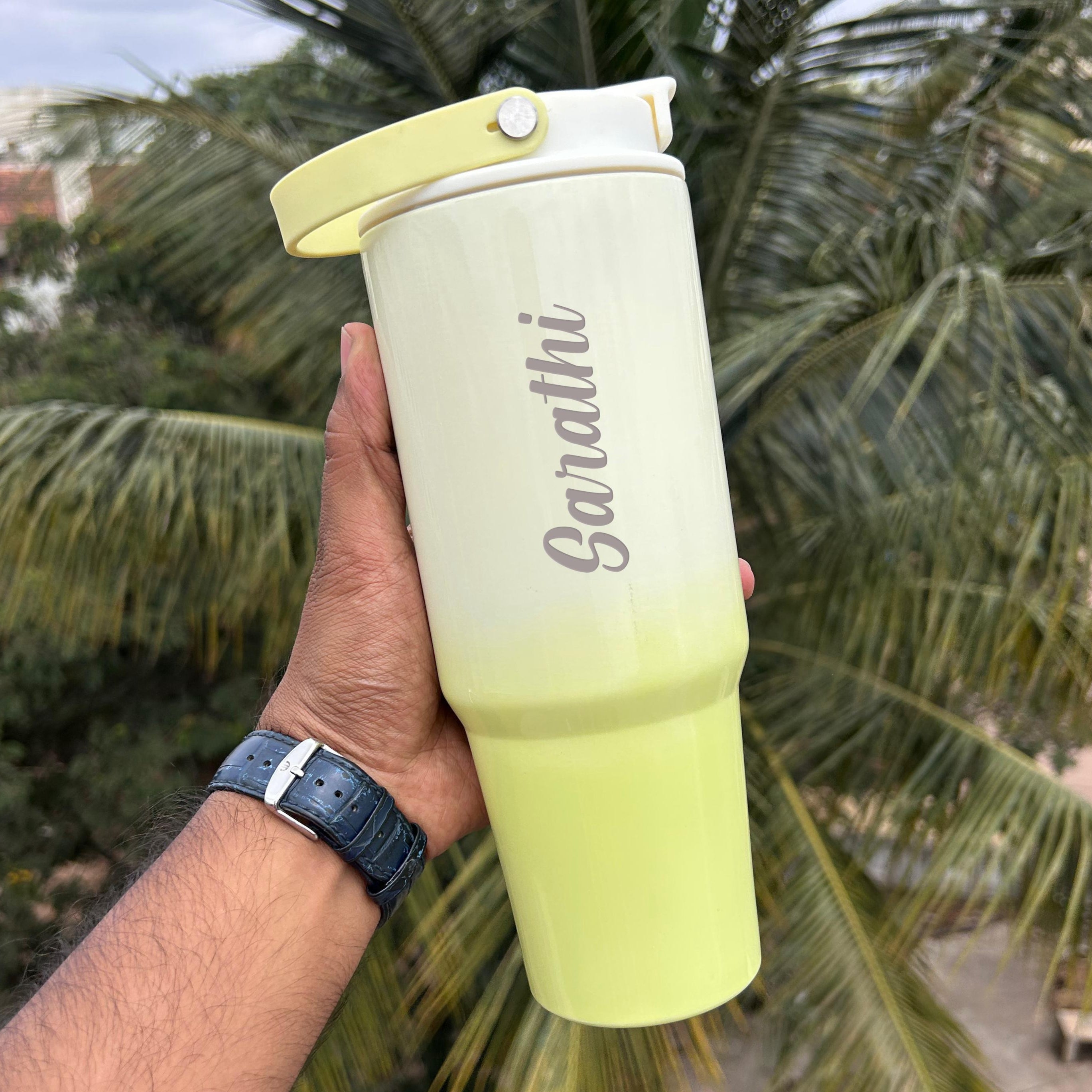 Personalised Dual Shade Stanley Vacuum Sipper Tumbler with Handle - 900 ML - The Gifting Era