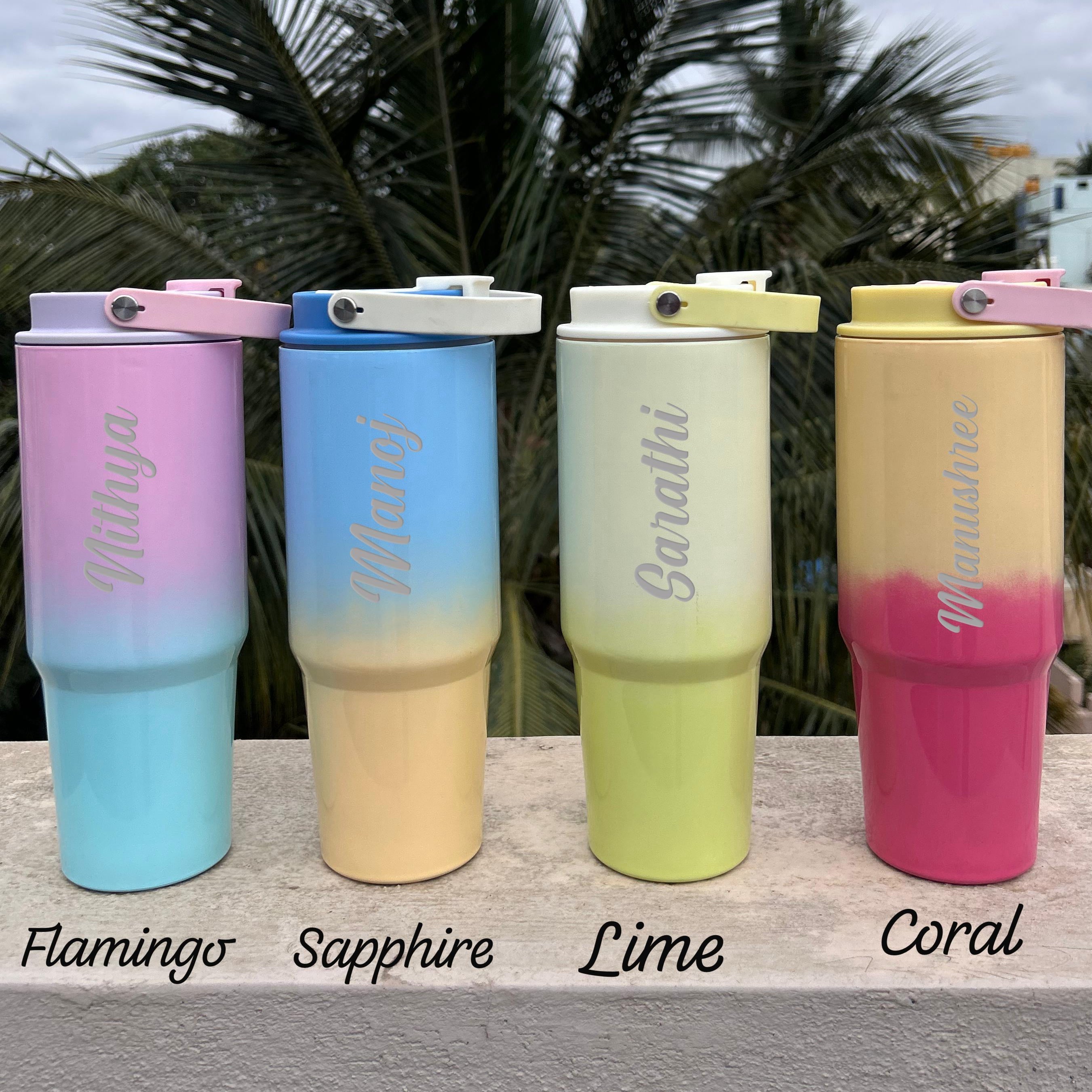 Personalised Dual Shade Stanley Vacuum Sipper Tumbler with Handle - 900 ML - The Gifting Era