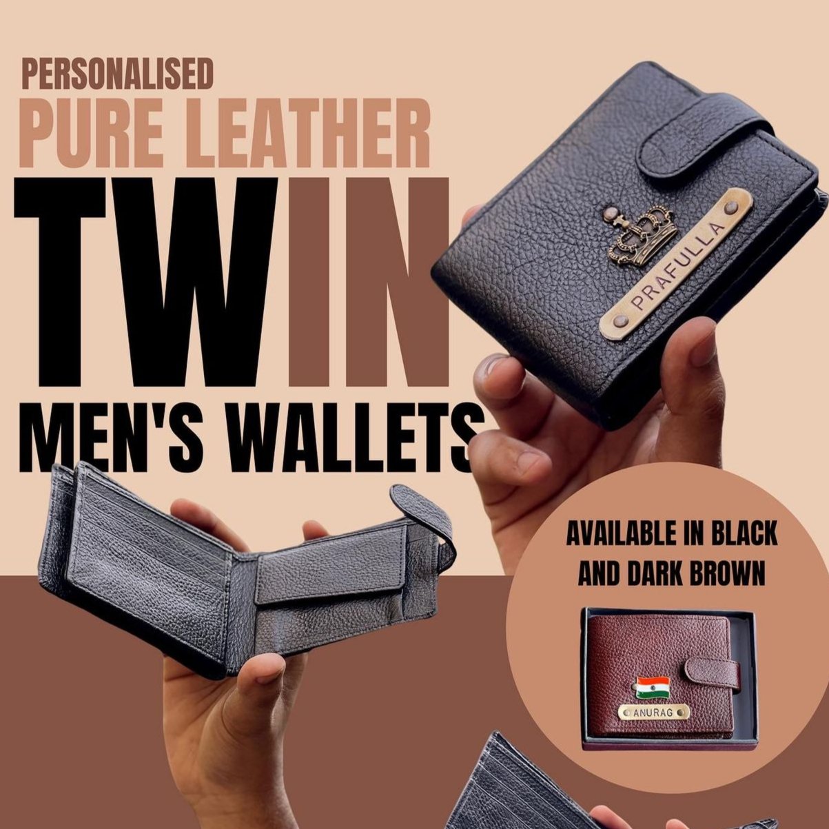 Personalised Leather Men's Twin Wallet - The Gifting Era
