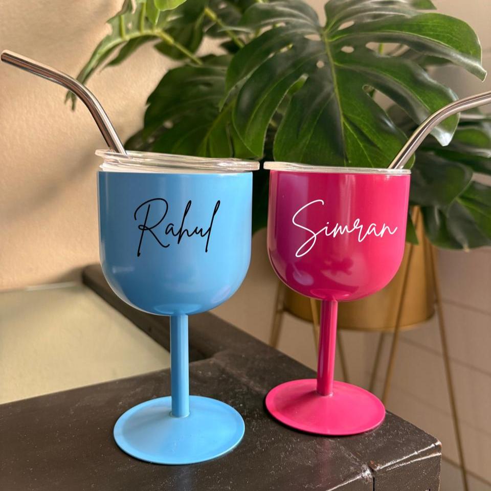 Personalised Mini Straw Steel Wine Mug - 80ml - The Gifting Era
