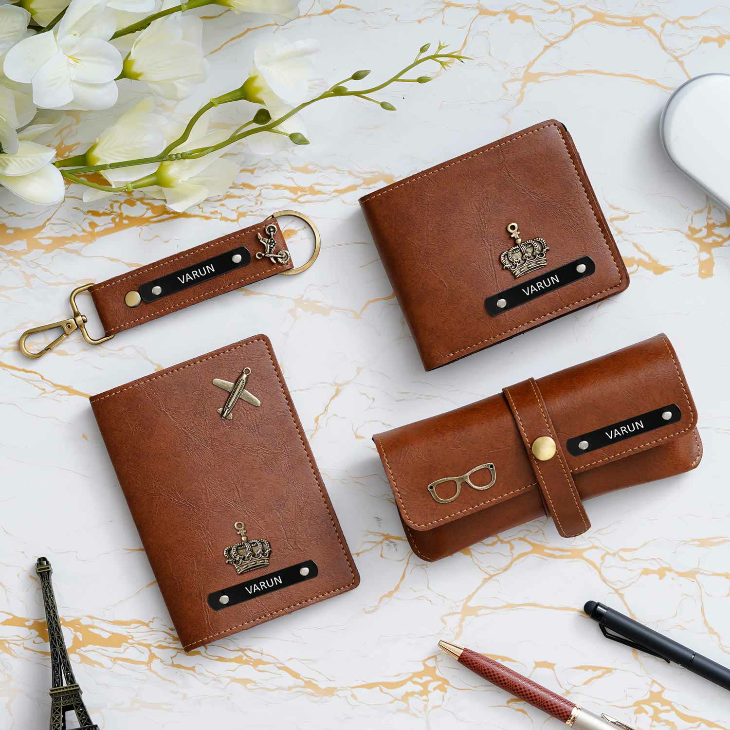 Personalised Premium Imported Leather Set of 4 for Men's - The Gifting Era