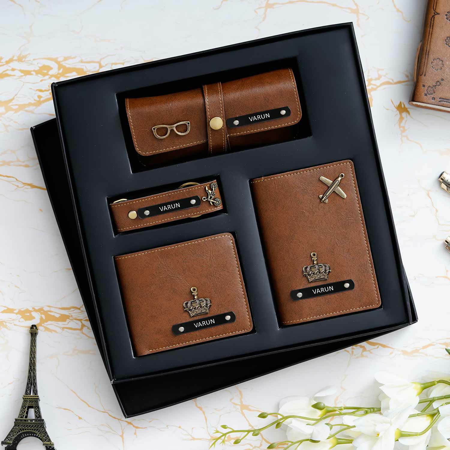 Personalised Premium Imported Leather Set of 4 for Men's - The Gifting Era