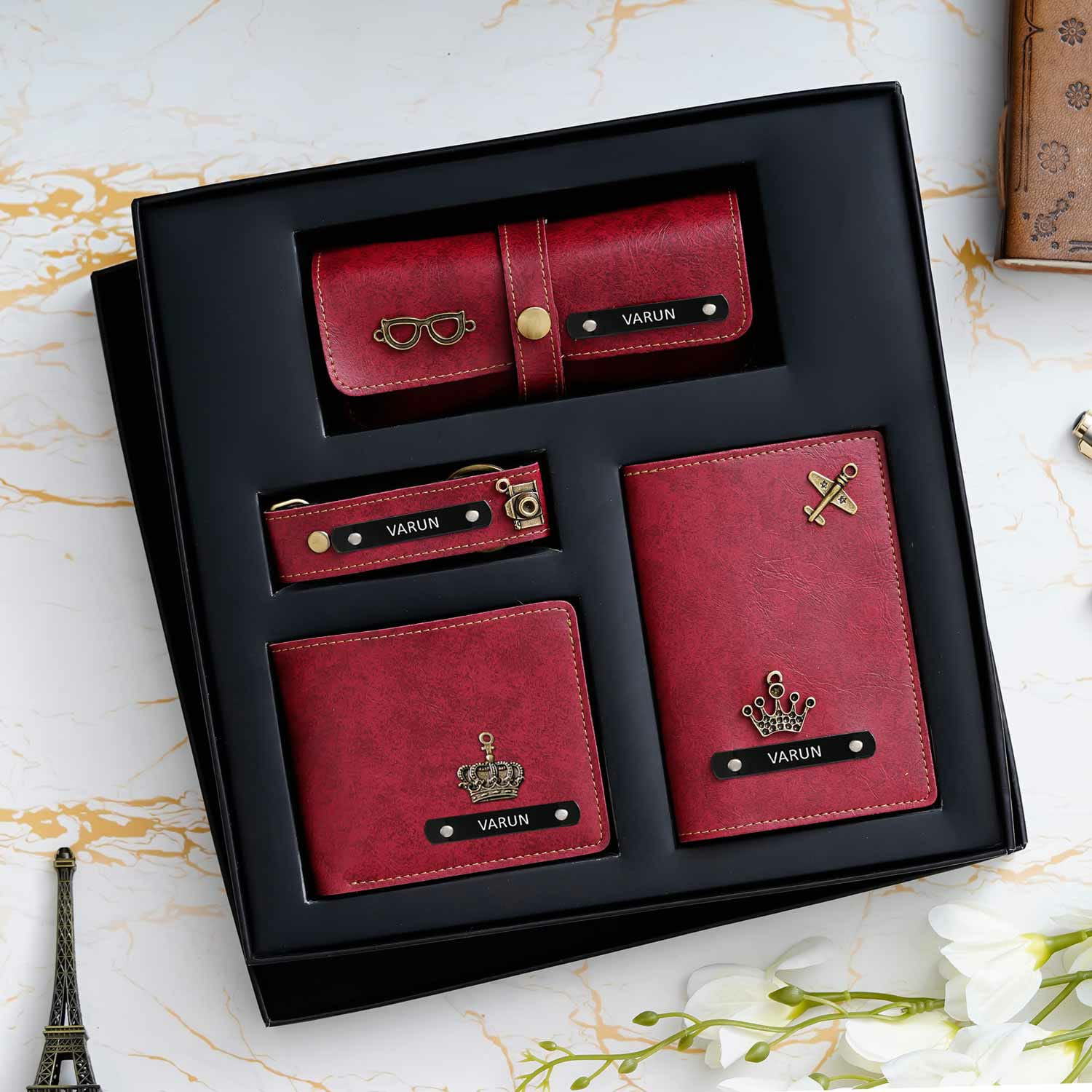 Personalised Premium Imported Leather Set of 4 for Men's - The Gifting Era