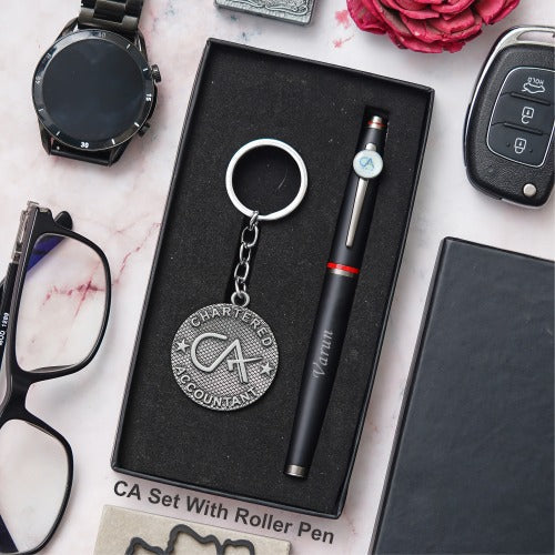 Personalised Professional Doctor, Advocate, & CA - Roller, Ball Pen & Keychain Set - The Gifting Era