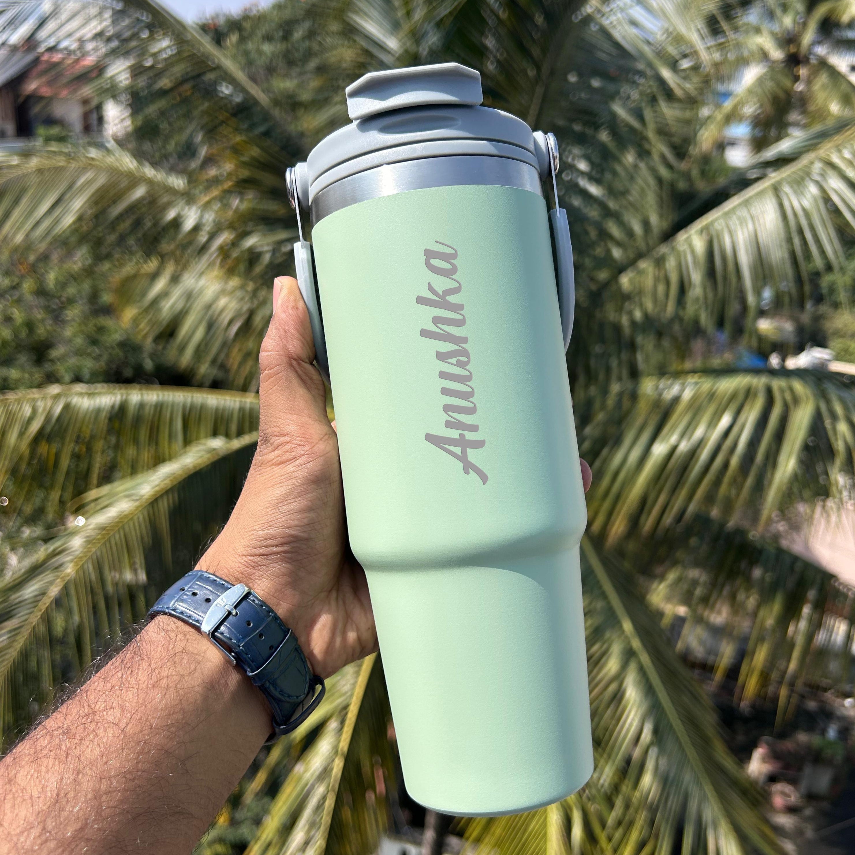 Personalised Stanley Vacuum Sipper Tumbler with Handle - 900 ML - Best Leakproof Stanley Vacuum Hot & Cold Tumbler