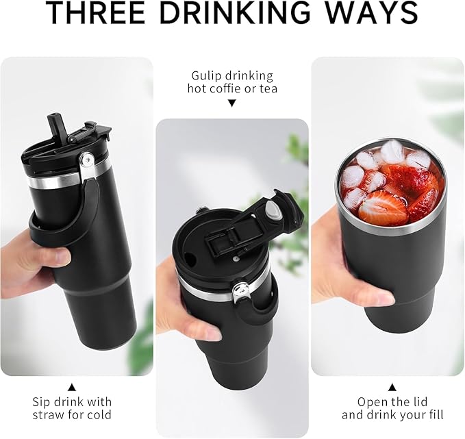 Personalised Stanley Vacuum Sipper Tumbler with Handle - 900 ML - Best Leakproof Stanley Vacuum Hot & Cold Tumbler - The Gifting Era