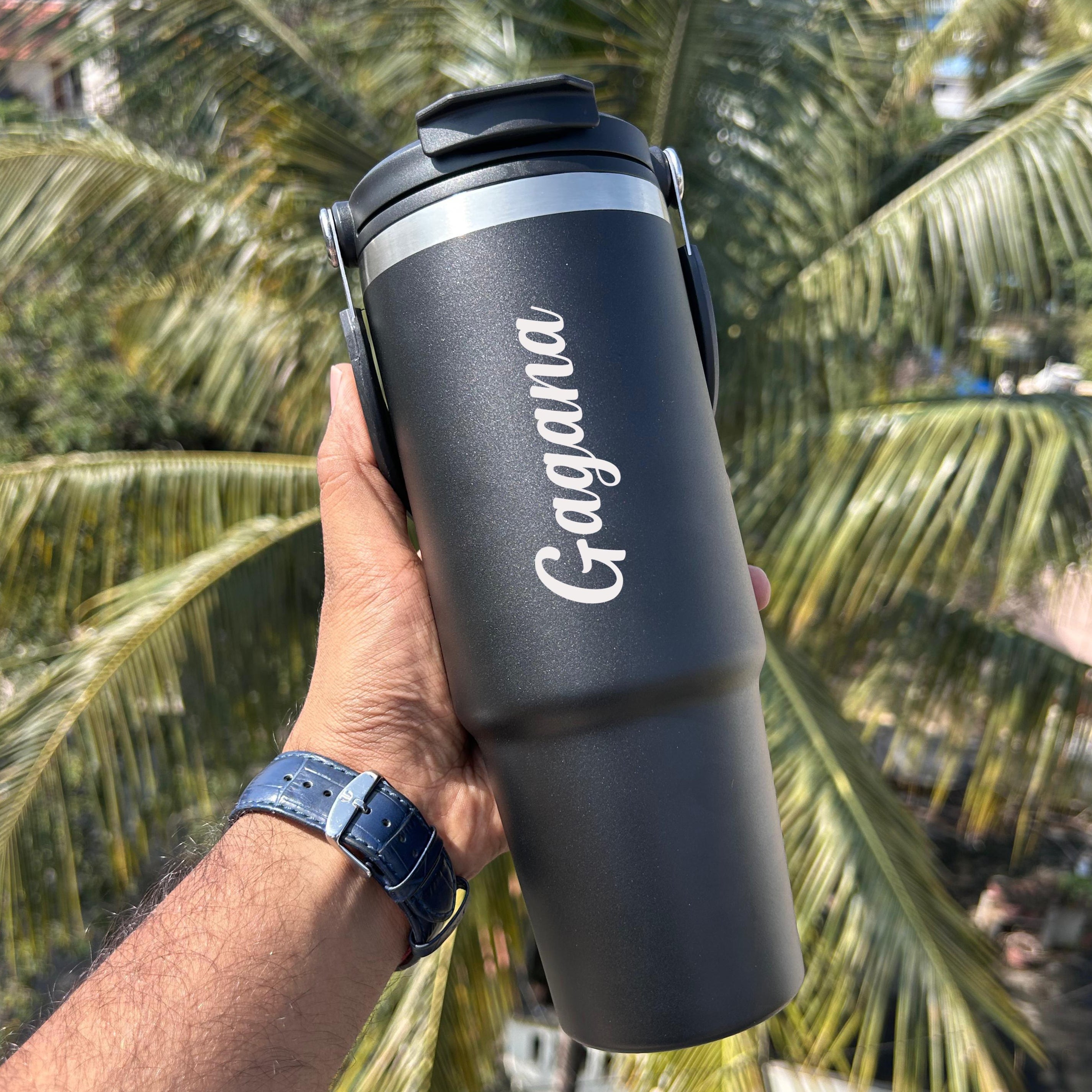 Personalised Stanley Vacuum Sipper Tumbler with Handle - 900 ML - Best Leakproof Stanley Vacuum Hot & Cold Tumbler - The Gifting Era