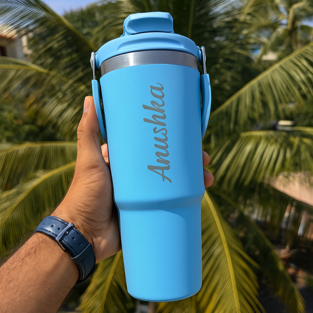 Personalised Stanley Vacuum Sipper Tumbler with Handle - 900 ML - Best Leakproof Stanley Vacuum Hot & Cold Tumbler - The Gifting Era