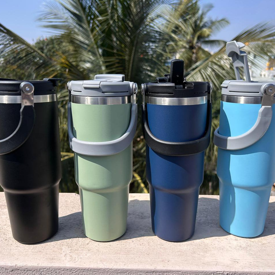 Personalised Stanley Vacuum Sipper Tumbler with Handle - 900 ML - Best Leakproof Stanley Vacuum Hot & Cold Tumbler - The Gifting Era