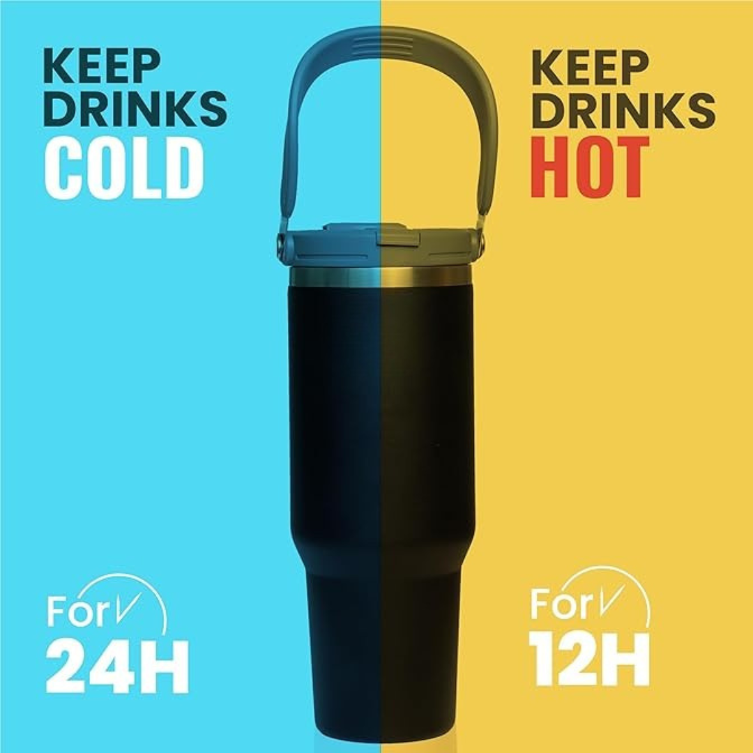 Personalised Stanley Vacuum Sipper Tumbler with Handle - 900 ML - Best Leakproof Stanley Vacuum Hot & Cold Tumbler - The Gifting Era