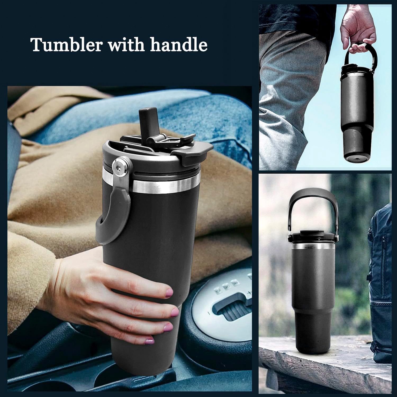 Personalised Stanley Vacuum Sipper Tumbler with Handle - 900 ML - Best Leakproof Stanley Vacuum Hot & Cold Tumbler - The Gifting Era