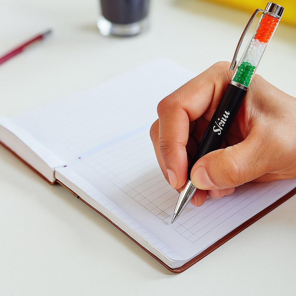 Personalised Tricolor Metal Cube Pen & Keychain Set with Matte Finish - The Gifting Era