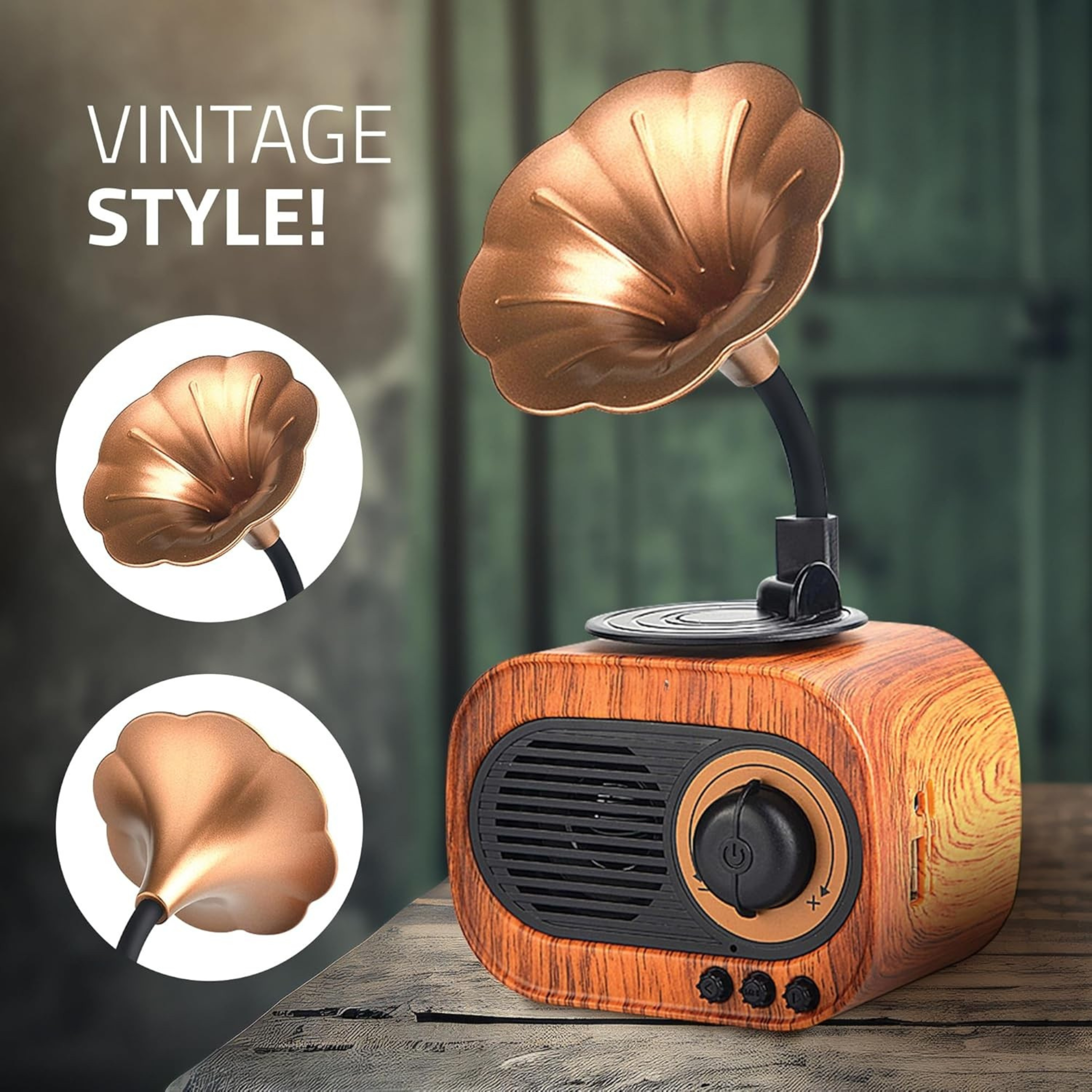 Personalised Vintage Retro Gramophone Antique Bluetooth Speaker - The Gifting Era 
