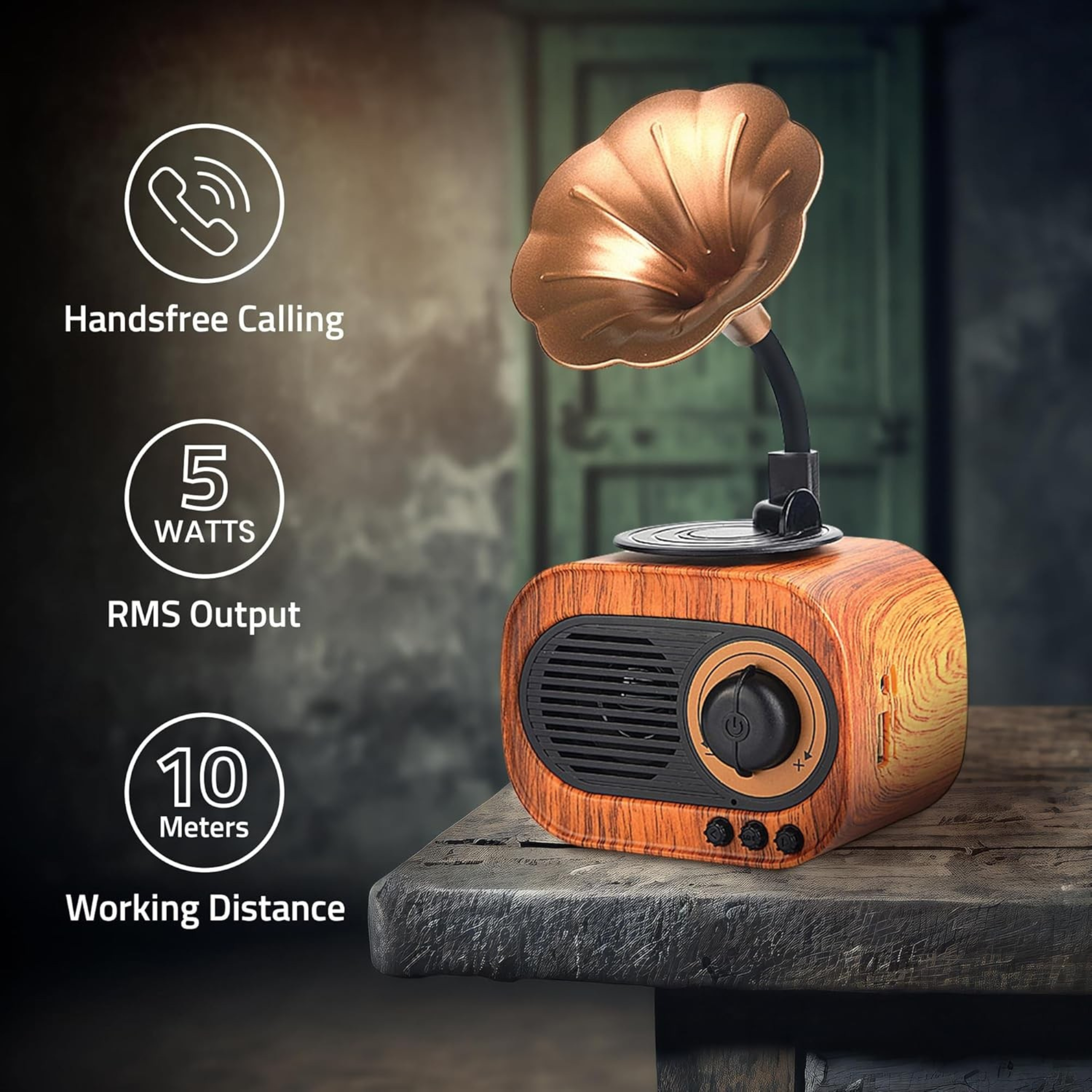 Personalised Vintage Retro Gramophone Antique Bluetooth Speaker - The Gifting Era 