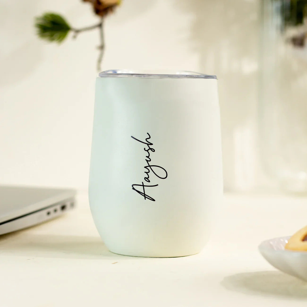 Personalised Insulated Travel Mug - Pearl White - The Gifting Era